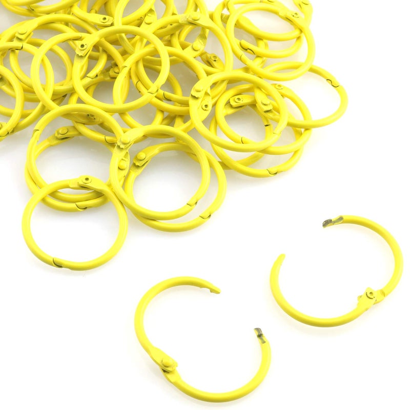 Lind Kitchen 50pcs 1" Book Ring Metal Loose Leaf Ring,Book Binder Hinged Buckle Rings Scrapbook Sketchbook Craft Photo Album DIY Binding Ring 25mm(Yellow) - Image 1